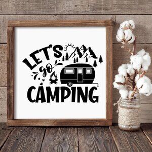 Let's Go Camping  Hand-crafted sign